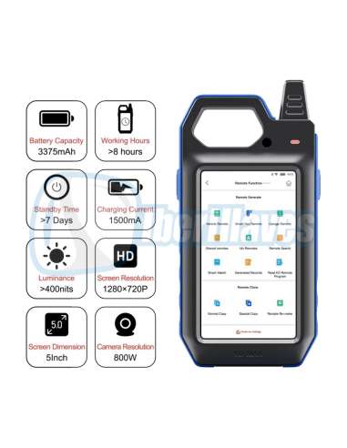 MAQUINA CLONACION Y GENERACION DE TELEMANDOS-TRANSPONDER CON PANTALLA 5" CON WIFI INTEGRADO